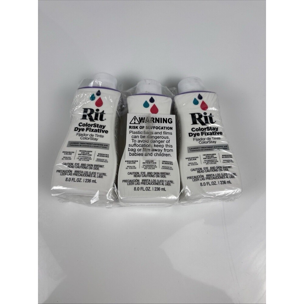 Rit ColorStay Dye Fixative 8 oz - Pack of 3 - Prevents Fabric Bleeding & Fading